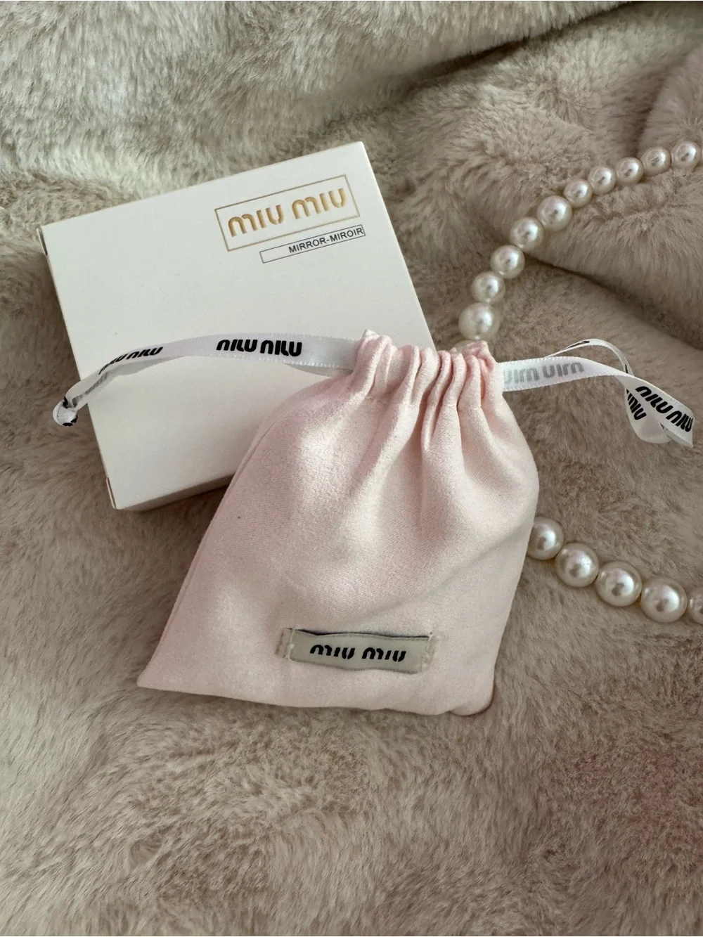 Miu Miu Pink Quilted Compact Bag double sided mirror